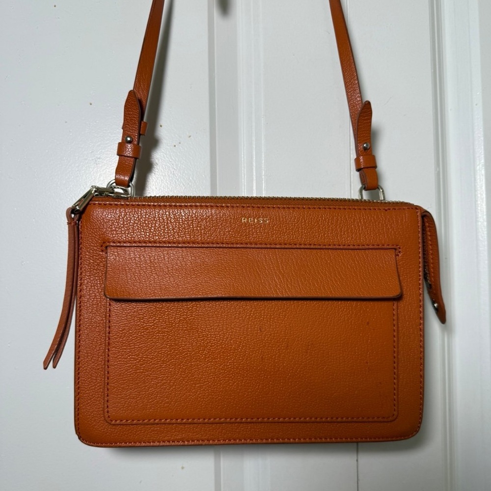 Reiss Orange Leather Crossbody Bag